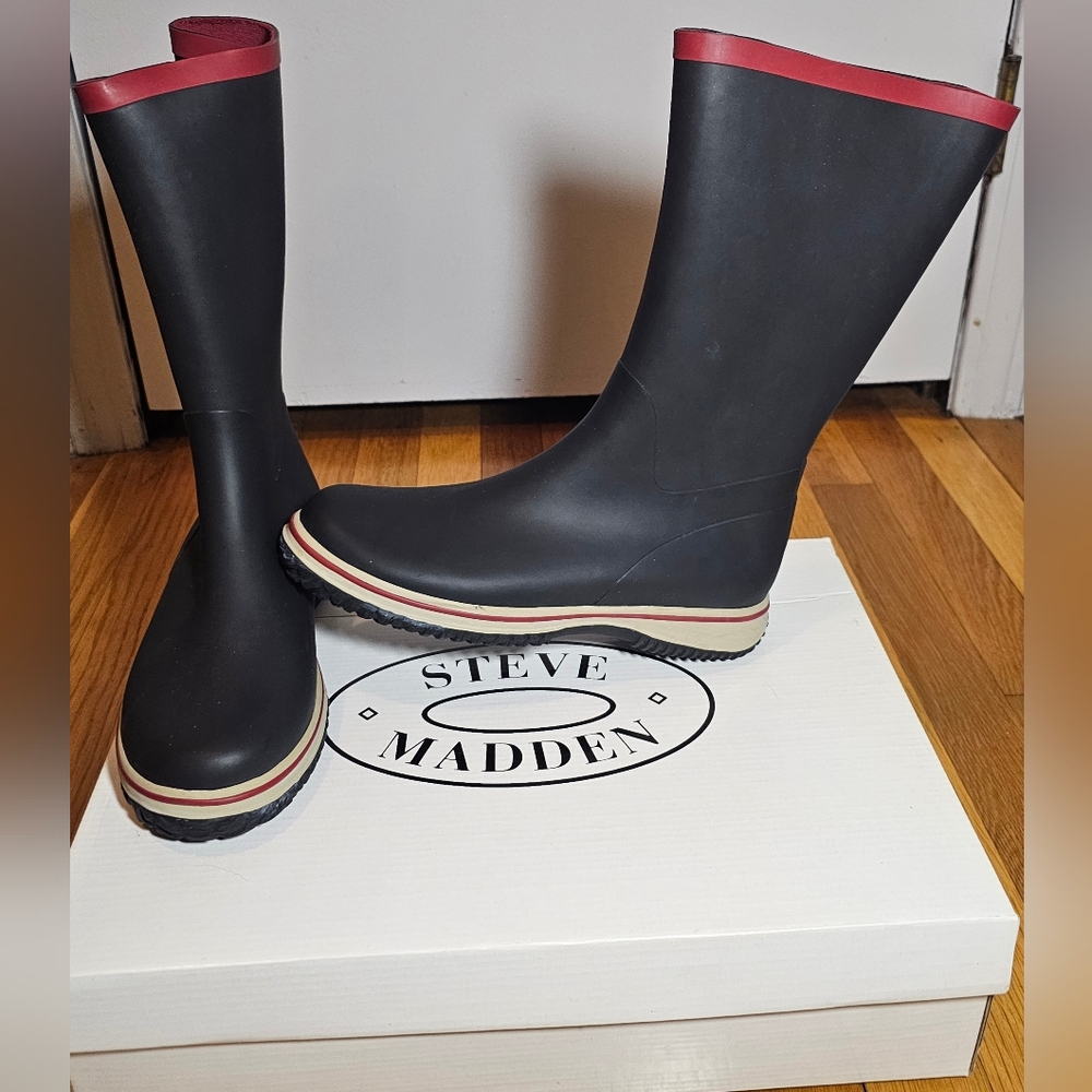 Steve Madden Trixie Women's Black Rubber Boots Size 7
